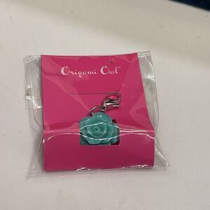 Origami Owl Aqua Rose Dangle Charm